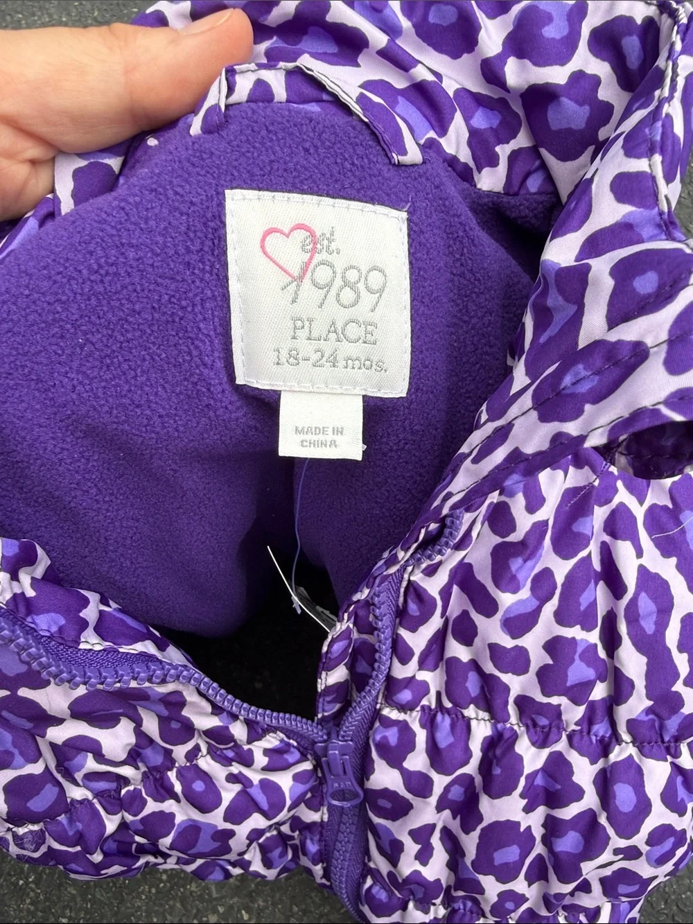 The Children's Place Purple Leopard Puffer Vest 18-24 months